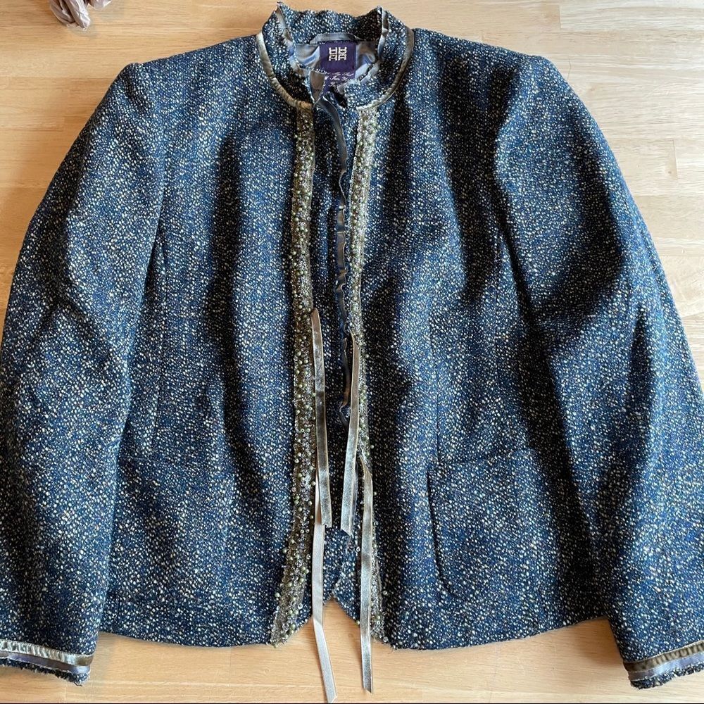 Riani women’s Dress blazer jacket size 46 wool gold detail sparkle